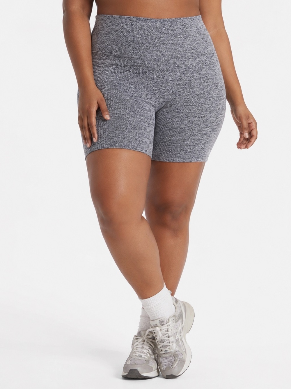 Colsie Ribbed Biker Shorts Gray Size XL
